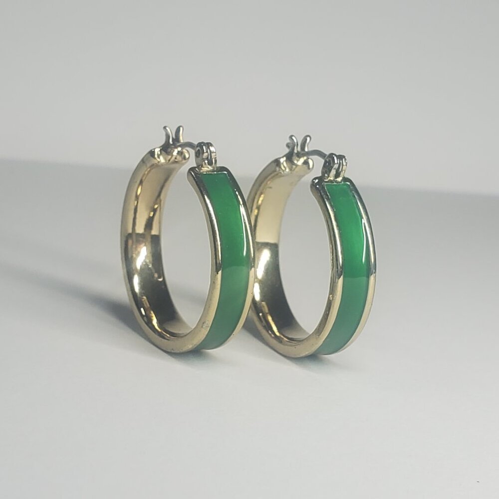Green Enamel Earrings